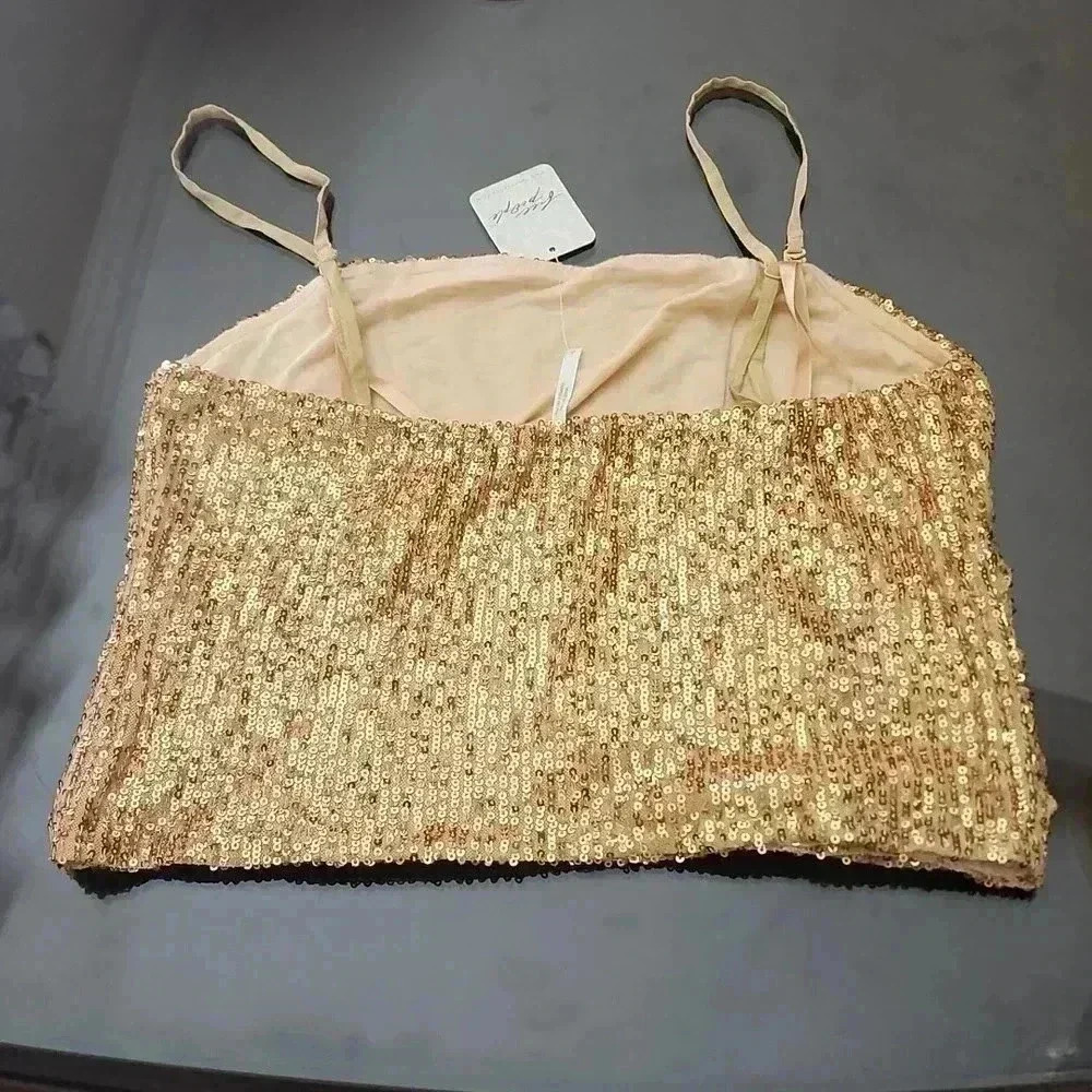 FREE PEOPLE GOLD TOP - Picture 3 of 4